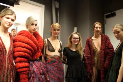 Haley Byfield with models wearing her designs