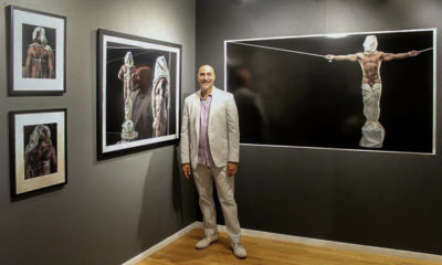 Amato at the opening at DeLuca Gallery