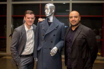 First prize winners Brad Schmidt (l) and Raul Arevalo (r) of menswear brand CADET, with one of their designs. 