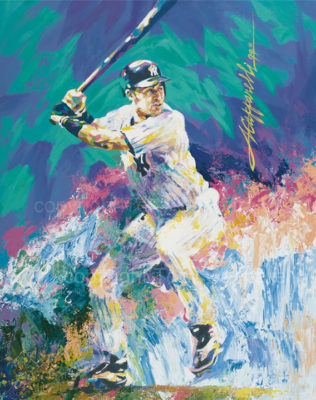 Derek Jeter-Pride of the Yankees Again, acrylic on canvas, 34 x 28, 1999. Yankees captain and All-Star shortstop Jeter won five World Championships.