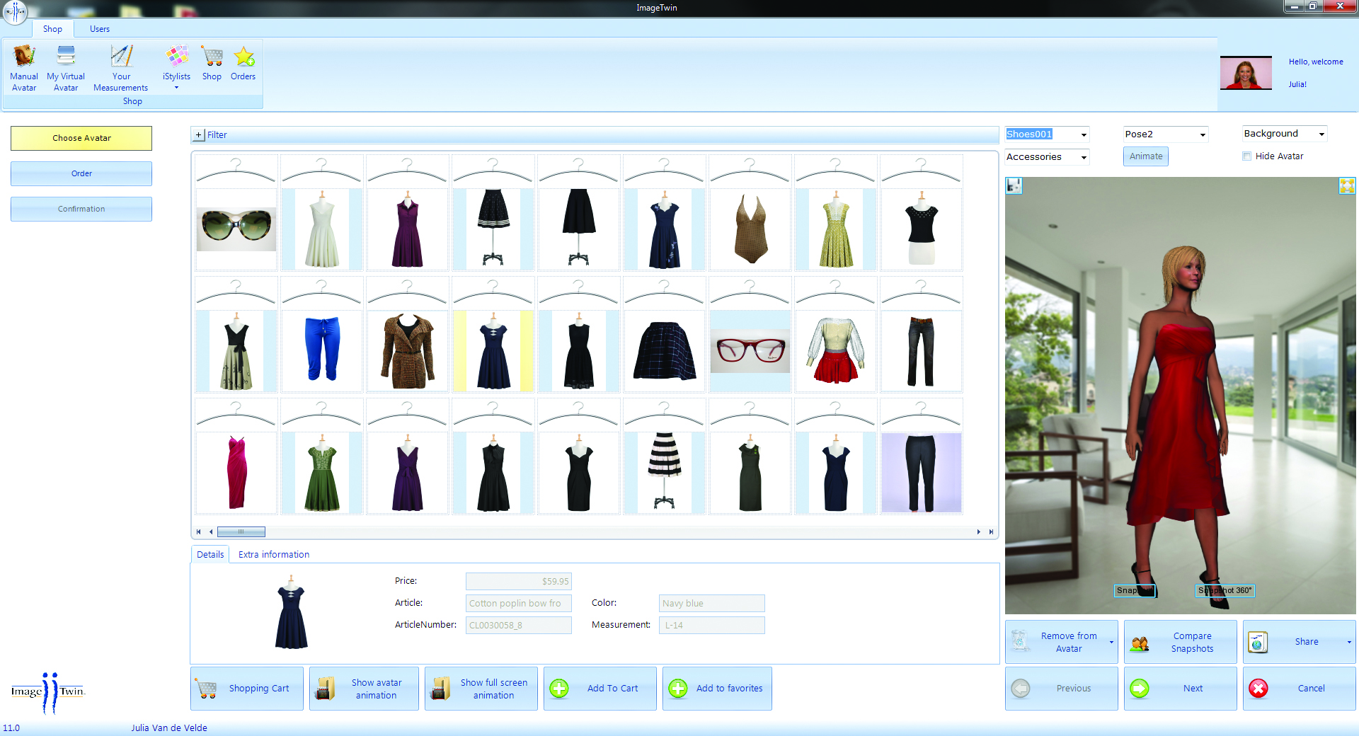 The iStyling software allows customers to create an avatar that reflects their shape and coloring for virtual assessment of garment fit and hue.