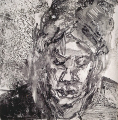 Portrait of Ann 2015, lithograph, 8 x 8 inches, by Anthony Martino. 