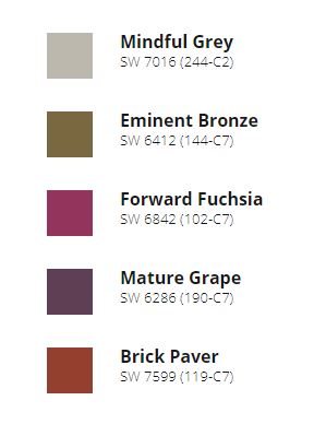 five paint swatches