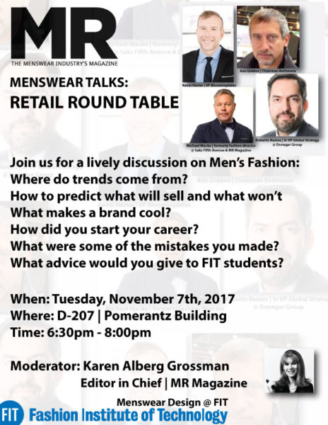 flyer for Menswear Talks roundtable