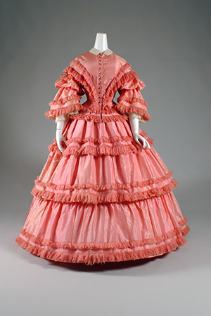 Pink taffeta dress from 1857