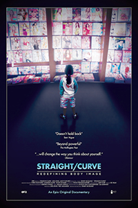 poster for Straight/Curve of girl facing a number of magazine covers
