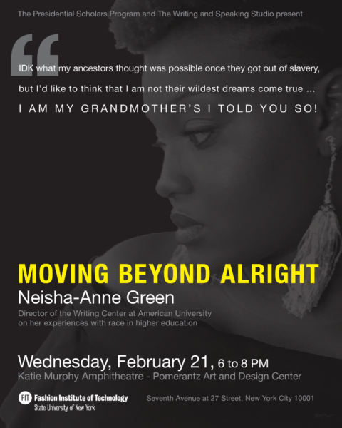 flyer for the event with profile photo of Neisha-Anne Green