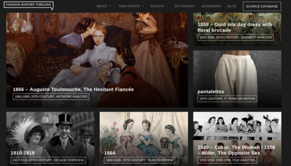 home page of FIT Fashion History Timeline