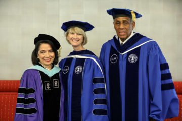 Dr. Brown, Chancellor Kristina Johnson, H. Carl McCall