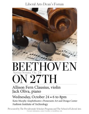flyer for Beethoven on 27th with the neck of a violin