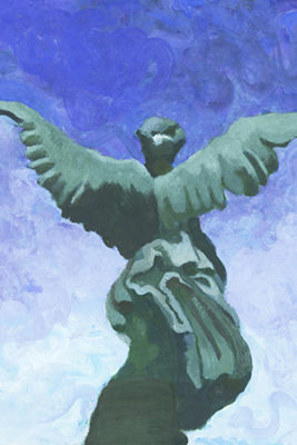 illustration of a winged statue