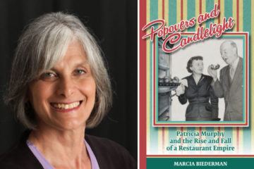 Marcia Biederman and book cover for Popovers and Candlelight