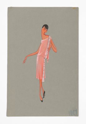 fashion illustration of pink dress by Lanvin