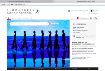 screenshot of homepage of Bloomsbury Fashion Central