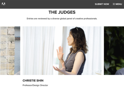 screenshot of Adobe Awards Judges page featuring Christie Shin
