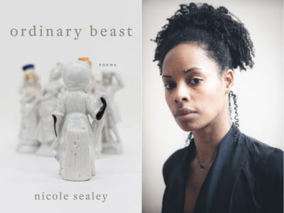 Nicole Sealey and cover of her book Ordinary Beast