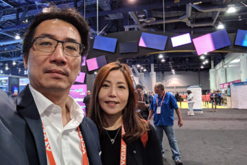 C.J. Yeh and Christie Shin at the Digital Signage Expo