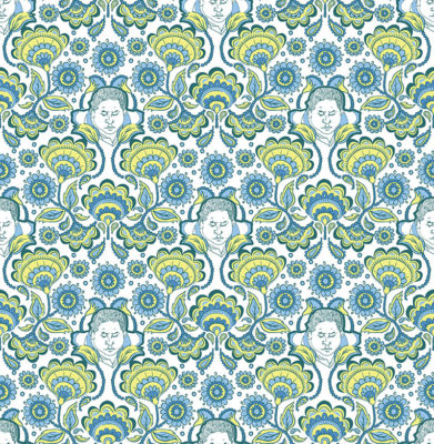 floral pattern repeat with faces