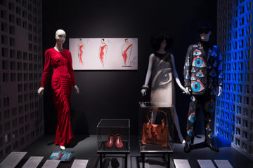 garments and accessories on display in museum