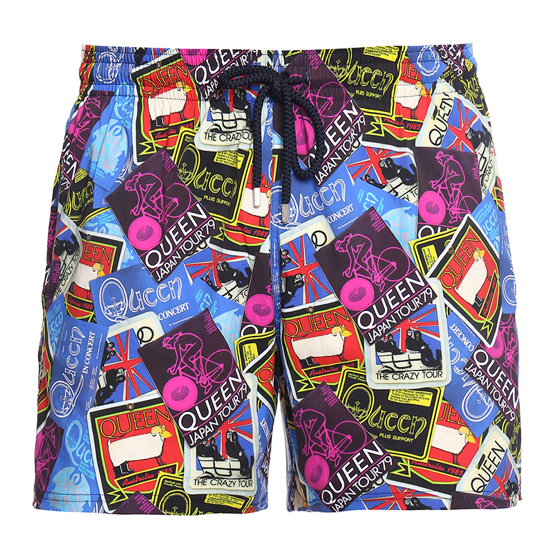 swim trunks with colorful print