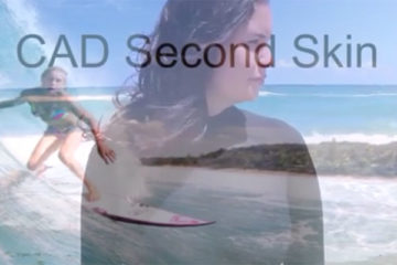 woman surfing overlaid with woman's profile