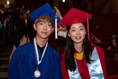 Valedictorians Soon Ho Choi, Fashion Business Management (FIT) and Sieun Kim, Technological Systems Management (Stony Brook).
