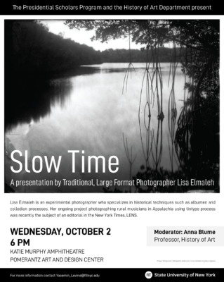flyer for Slow Time event with photo taken by Elmaleh
