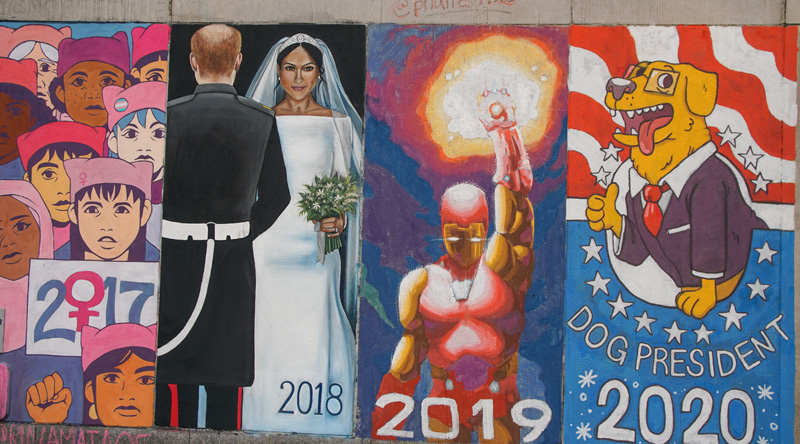 Three murals from the Fashion Institute of Technology (FIT) 2019