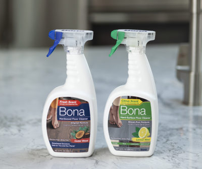 Bottles of Bona scented cleaners