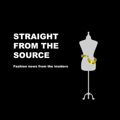 logo for Straight from the Source podcast with mannequin