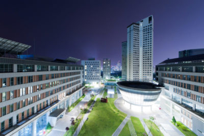 SUNY Korea campus at night