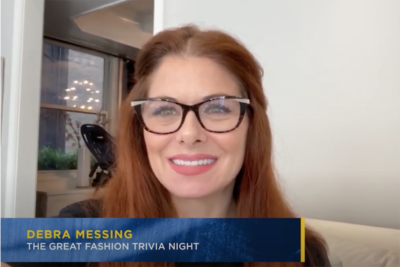 screenshot of Debra Messing participating in The Great Trivia Night