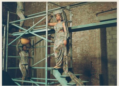 Beyonce on scaffolding in Black Is King.