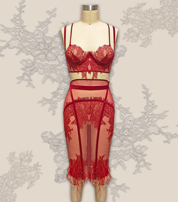 Red lace lingerie on a mannequin