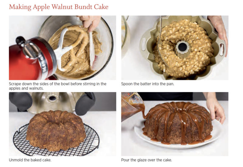 four images showing how to make the bundt cake