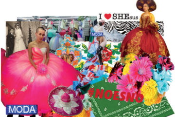 Collage of brightly colored dresses