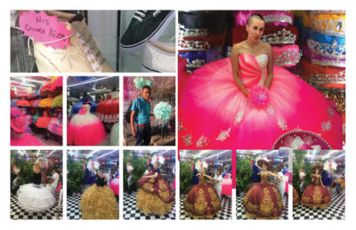 Images of bright pink ball gowns