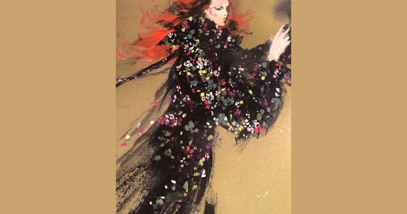 fashion illustration of woman with red hair
