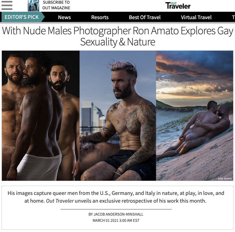 Headline of online story with three photographs of nude men