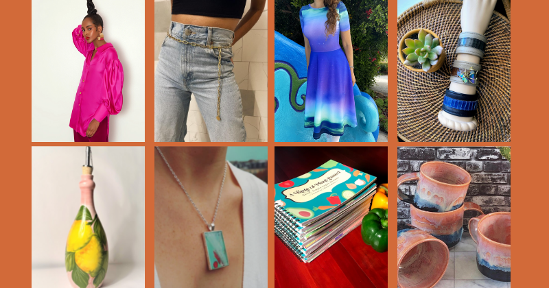 Collage of eight holiday gifts
