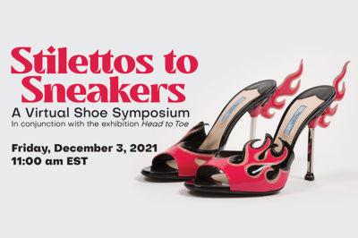 flyer for Stilettos to Sneakers event with stiletto heels and text