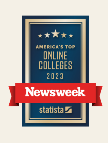 badge that says online colleges 2022 Newsweek