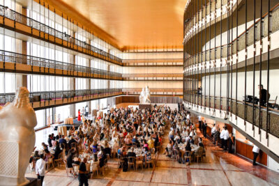 Overhead view of the luncheon at the David Koch Theater at Lincoln Center.