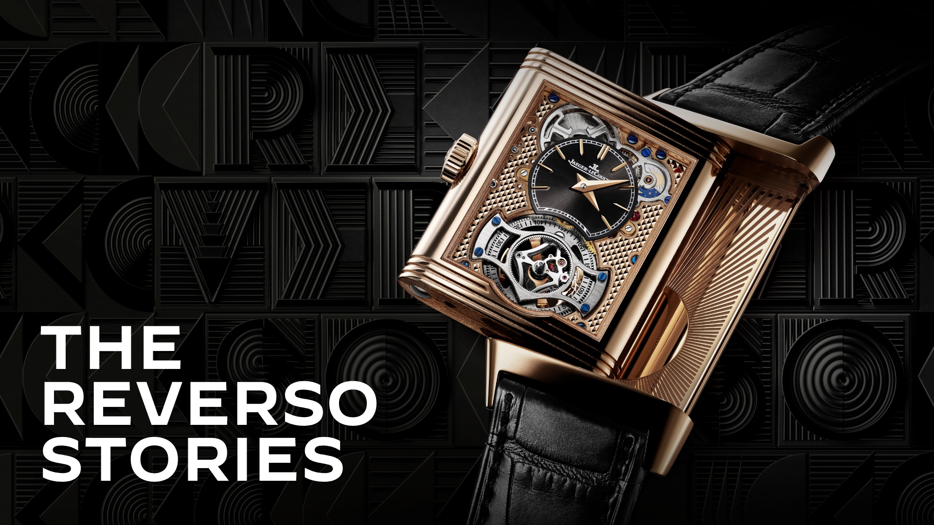 A Jaeger-LeCoultre 'Reverso' watch and text that reads 'The Reverso Stories'