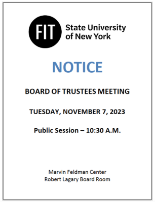 flyer for Board of Trustees meeting announcing time and date