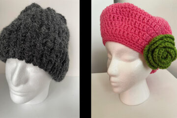 Two knit hats on mannequins