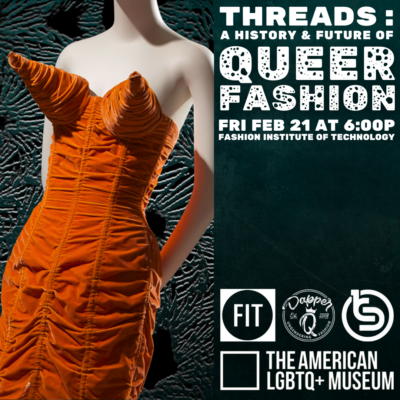 mannequin wearing Jean Paul Gaultier's cone bra dress in orange velvet 