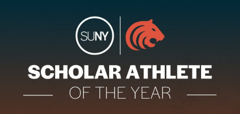 type treatment of 'Scholar Athlete of the Year' with SUNY logo and FIT Tiger logo