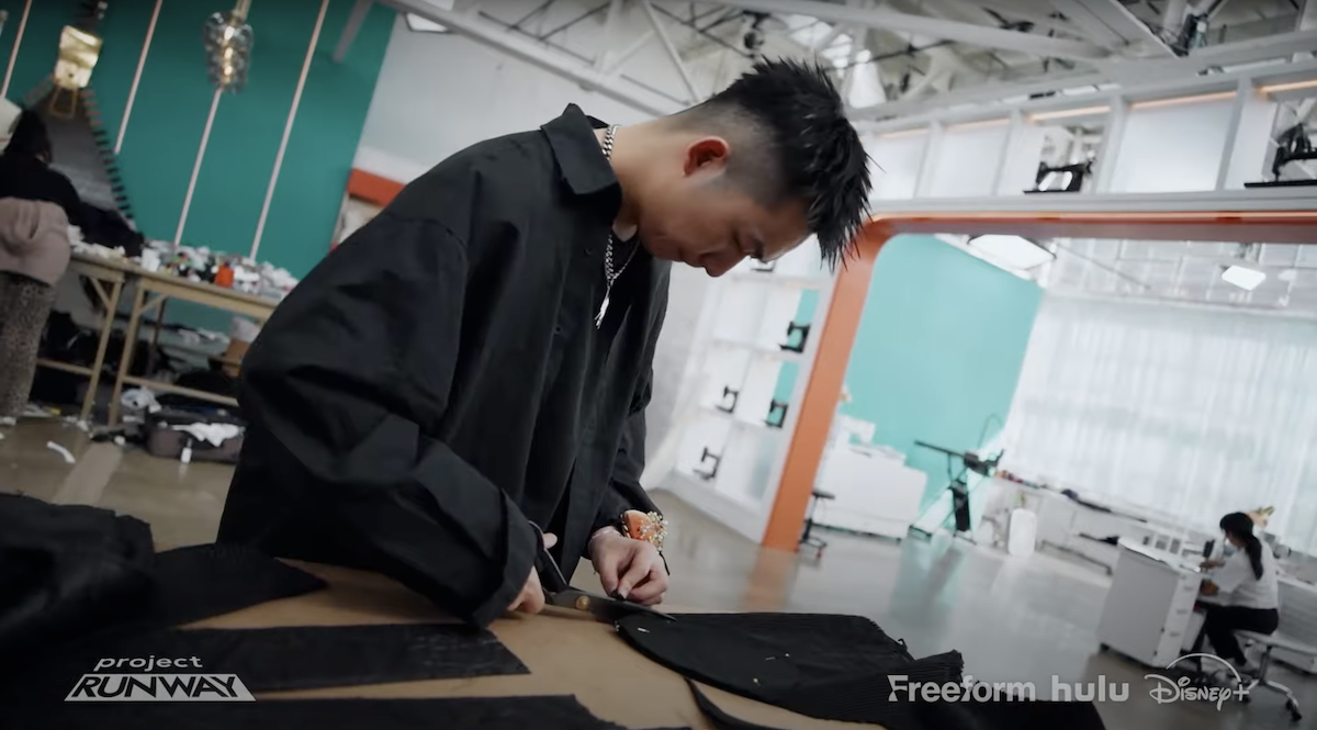 Yuchen Han working on the set of Project Runway.