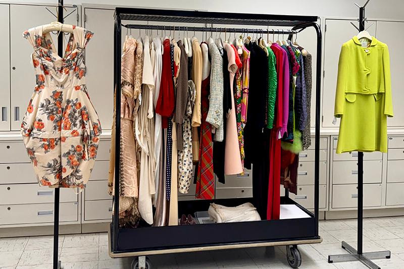 colorful clothes on a clothing rack